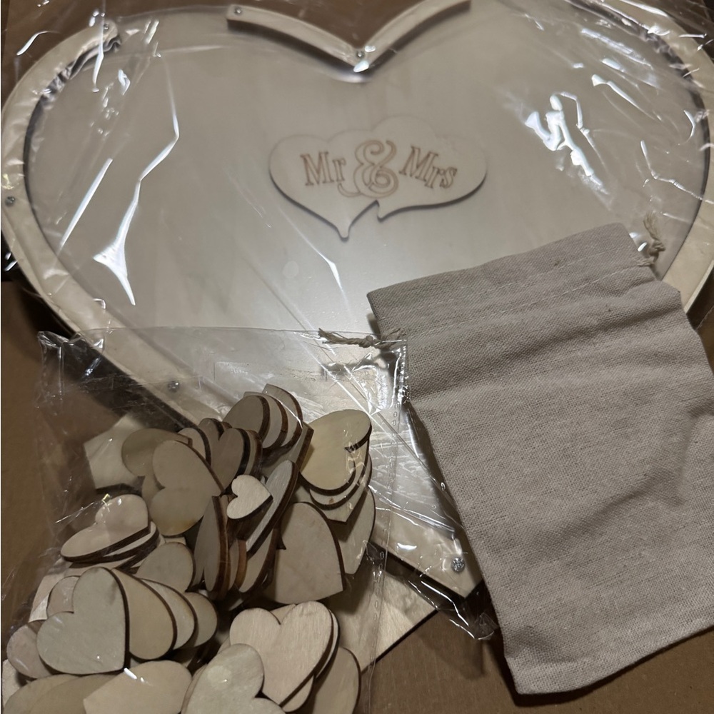 Heart-Shaped Guest Book with Wooden Hearts